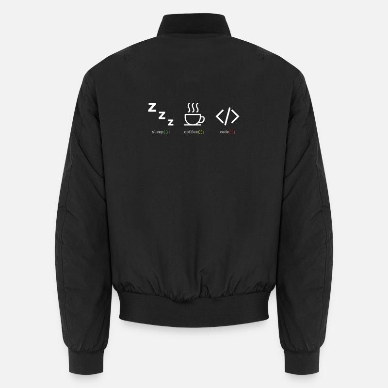 Code Coffee Sleep Trio - Unisex Bomber Jacket - black