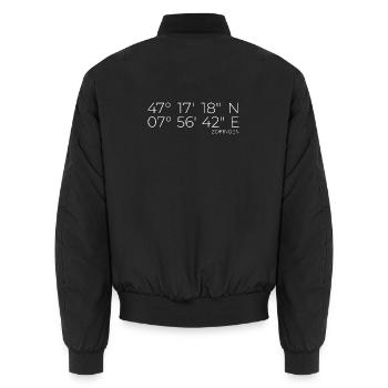Koordinaten Zofingen Schweiz - Unisex Bomberjacke - Schwarz - Hinten - AI Model Male 185 light (185cm)