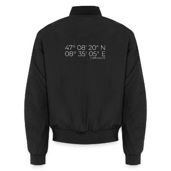 Koordinaten Unterägeri Zug Schweiz - Unisex Bomberjacke - Schwarz - Hinten - AI Model Male 185 light (185cm)