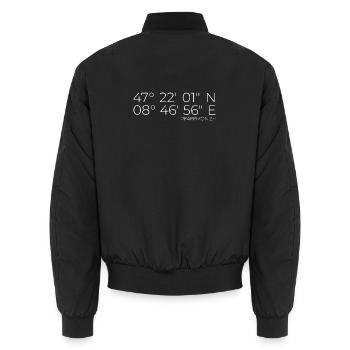 Coordinates Pfäffikon ZH Zurich - Unisex Bomber Jacket - black - Back - AI Model Male 185 light (185cm)
