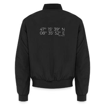 Koordinaten Horgen Zürich - Unisex Bomberjacke - Schwarz - Hinten - AI Model Male 185 light (185cm)