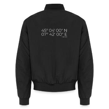 Koordinaten Torino Italien - Unisex Bomberjacke - Schwarz - Hinten - AI Model Male 185 light (185cm)
