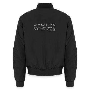 Koordinaten Bergamo Italien - Unisex Bomberjacke - Schwarz - Hinten - AI Model Male 185 light (185cm)