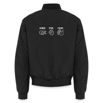 Schere Stein Papier Spiel Handspiel Silhouette - Unisex Bomberjacke - Schwarz - Hinten - AI Model Male 185 light (185cm)