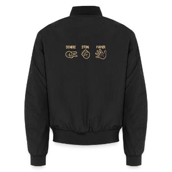 Schere Stein Papier Spiel Handspiel Silhouette - Unisex Bomberjacke - Schwarz - Hinten - AI Model Male 185 light (185cm)