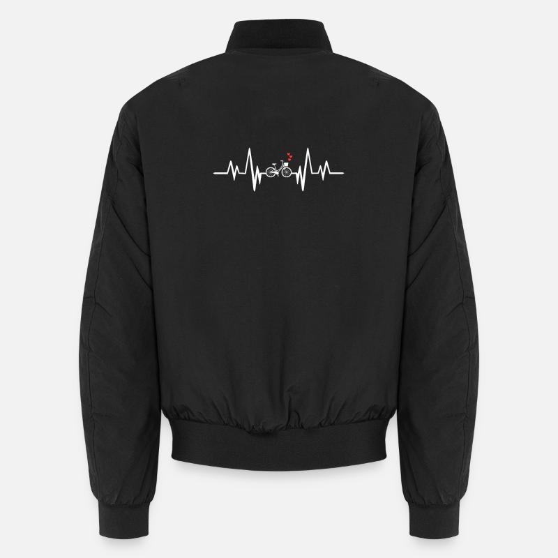 Pulsating Bicycle Heart Design - Unisex Bomber Jacket - black