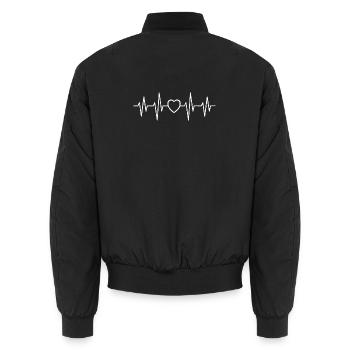 Herzschlagsymbol mit Herz - Puls Logo - Unisex Bomberjacke - Schwarz - Hinten - AI Model Male 185 light (185cm)