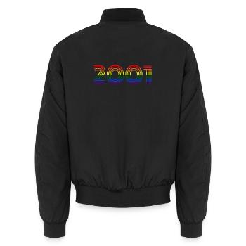 Retro Rainbow 2001 Design - Unisex Bomber Jacket - black - Back - AI Model Male 185 light (185cm)