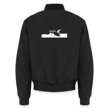 Hakuba Snowboard - Unisex Bomber Jacket - black - Back - AI Model Male 185 light (185cm)
