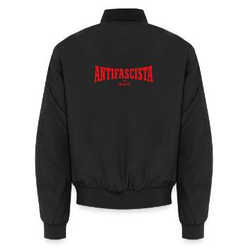 Antifascista Siempre – Antifa Forever - Unisex Bomber Jacket - black - Back - AI Model Male 185 light (185cm)