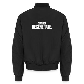 Certified Degenerate - Funny Gen Alpha Memes - Unisex Bomber Jacket - black - Back - AI Model Male 185 light (185cm)