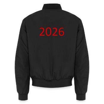 2026 Zahl rot - Unisex Bomberjacke - Schwarz - Hinten - AI Model Male 185 light (185cm)