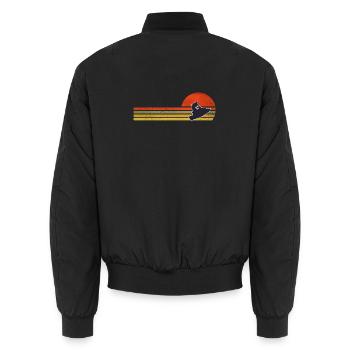 Retro Sonnenuntergang Snowboard - Unisex Bomberjacke - Schwarz - Hinten - AI Model Male 185 light (185cm)
