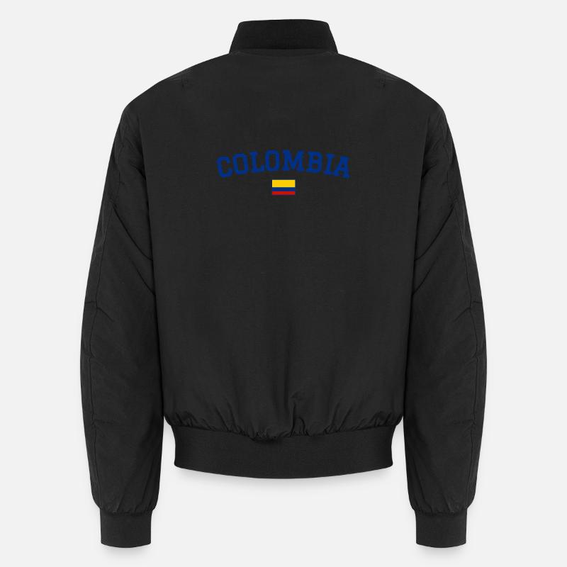Colombia Flag Design Blue - Unisex Bomber Jacket - black
