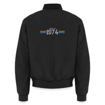 T-shirt cadeau drôle Best of 1974 - Bomber unisexe - noir - Dos - AI Model Male 185 light (185cm)