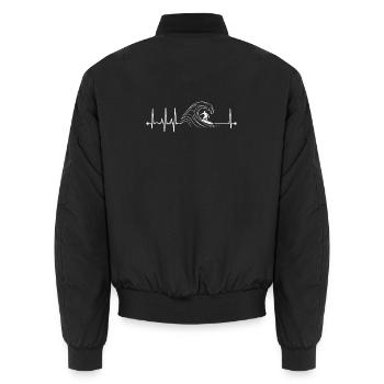 Herzschlag-EKG beim Surfen, Herren-Surfer - Unisex Bomberjacke - Schwarz - Hinten - AI Model Male 185 light (185cm)