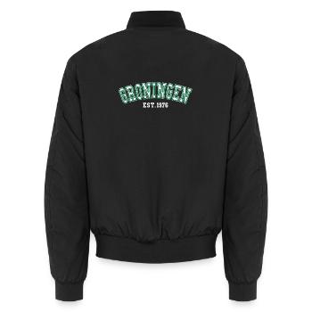 Groningen gegründet 1976 - Unisex Bomberjacke - Schwarz - Hinten - AI Model Male 185 light (185cm)