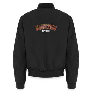 Magdeburg Est. 1996 - Unisex Bomber Jacket - black - Back - AI Model Male 185 light (185cm)