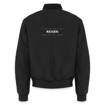 Reisen ist die Antwort Typografie - Unisex Bomberjacke - Schwarz - Hinten - AI Model Male 185 light (185cm)