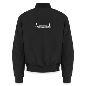 Instrument Harmonika Herzschlag Mundharmonika - Unisex Bomberjacke - Schwarz - Hinten - AI Model Male 185 light (185cm)