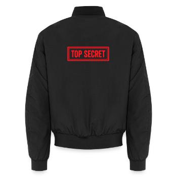 Topgeheimes Grunge-Gummistempel-Vintage-Siegeldesign - Unisex Bomberjacke - Schwarz - Hinten - AI Model Male 185 light (185cm)