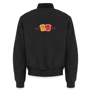Peanut butter - Unisex Bomber Jacket - black - Back - AI Model Male 185 light (185cm)