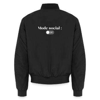 Social Off Mode - Unisex Bomber Jacket - black - Back - AI Model Male 185 light (185cm)