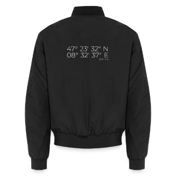 Coordonnées Arrondissement 6 Oberstrass Unterstrass Zurich - Bomber unisexe - noir - Dos - AI Model Male 185 light (185cm)