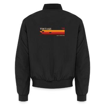 Vintage Stripe Gradient Aged to Perfection - Unisex Bomber Jacket - black - Back - AI Model Male 185 light (185cm)