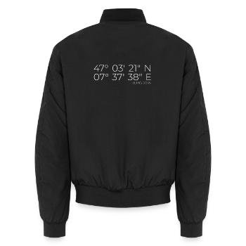 Koordinaten Burgdorf Schweiz - Unisex Bomberjacke - Schwarz - Hinten - AI Model Male 185 light (185cm)