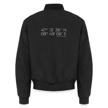 Koordinaten Rapperswil Schweiz - Unisex Bomberjacke - Schwarz - Hinten - AI Model Male 185 light (185cm)
