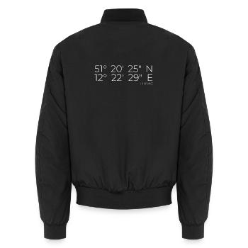 Koordinaten Leipzig - Unisex Bomberjacke - Schwarz - Hinten - AI Model Male 185 light (185cm)