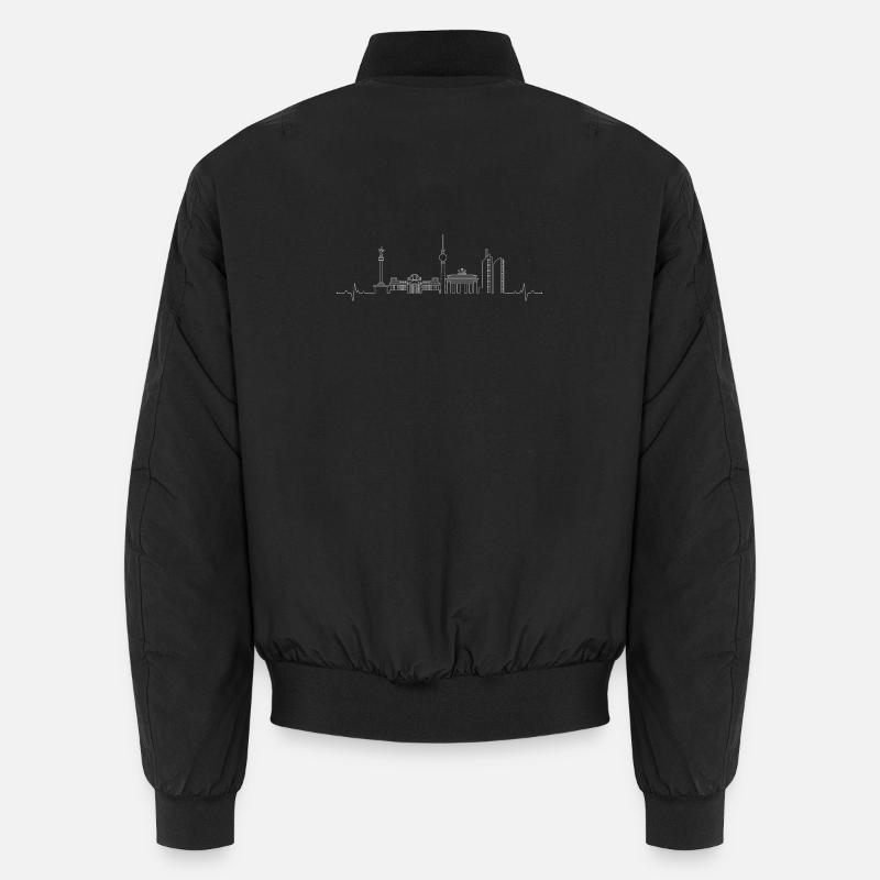 City Skyline Line Art - Unisex Bomber Jacket - black