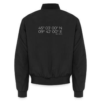 Koordinaten Piacenza Italien - Unisex Bomberjacke - Schwarz - Hinten - AI Model Male 185 light (185cm)