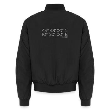 Koordinaten Parma Italien - Unisex Bomberjacke - Schwarz - Hinten - AI Model Male 185 light (185cm)