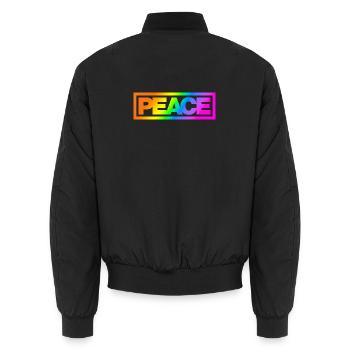 Typo PEACE Rainbowcolours - Unisex Bomberjacke - Schwarz - Hinten - AI Model Male 185 light (185cm)
