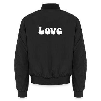 T Shirt LOVE Groovy Hippie Girly style simple mot - Bomber unisexe - noir - Dos - AI Model Male 185 light (185cm)