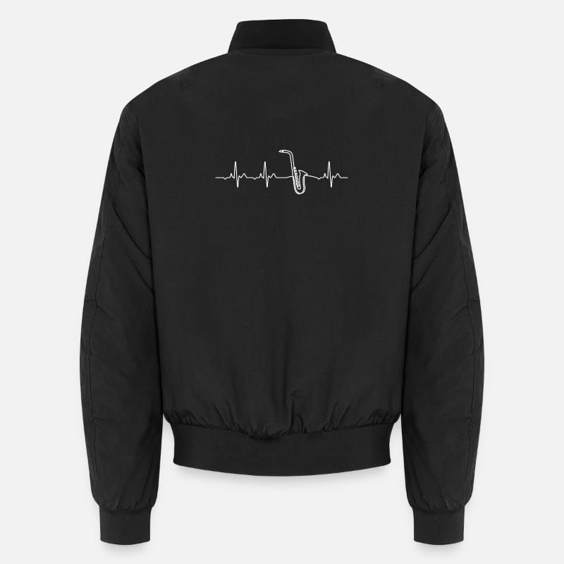 Saxophone Heartbeat Marching Band Cadeau - Bomber unisexe - noir