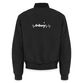 Arlberg Heartbeat – Heimat der Skilegenden - Unisex Bomberjacke - Schwarz - Hinten - AI Model Male 185 light (185cm)