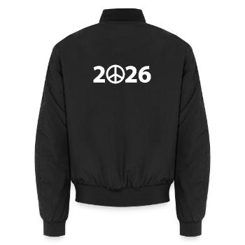Peace Sign 2026, Freedom 2026, Stop War 2026 - Unisex Bomber Jacket - black - Back - AI Model Male 185 light (185cm)