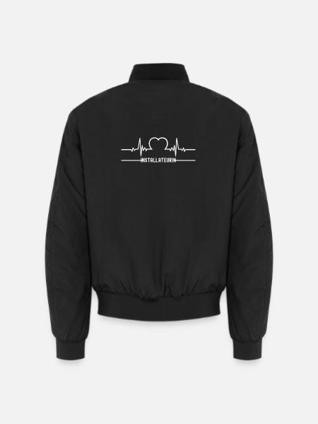 Plumber Heartbeat Heart ECG Installers - Unisex Bomber Jacket - black