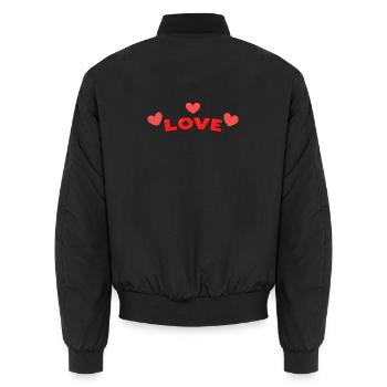 Liebe in roten Buchstaben - Unisex Bomberjacke - Schwarz - Hinten - AI Model Male 185 light (185cm)