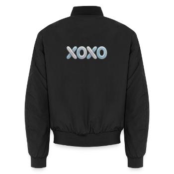 XOXO Patchwork Embroidery - Unisex Bomber Jacket - black - Back - AI Model Male 185 light (185cm)