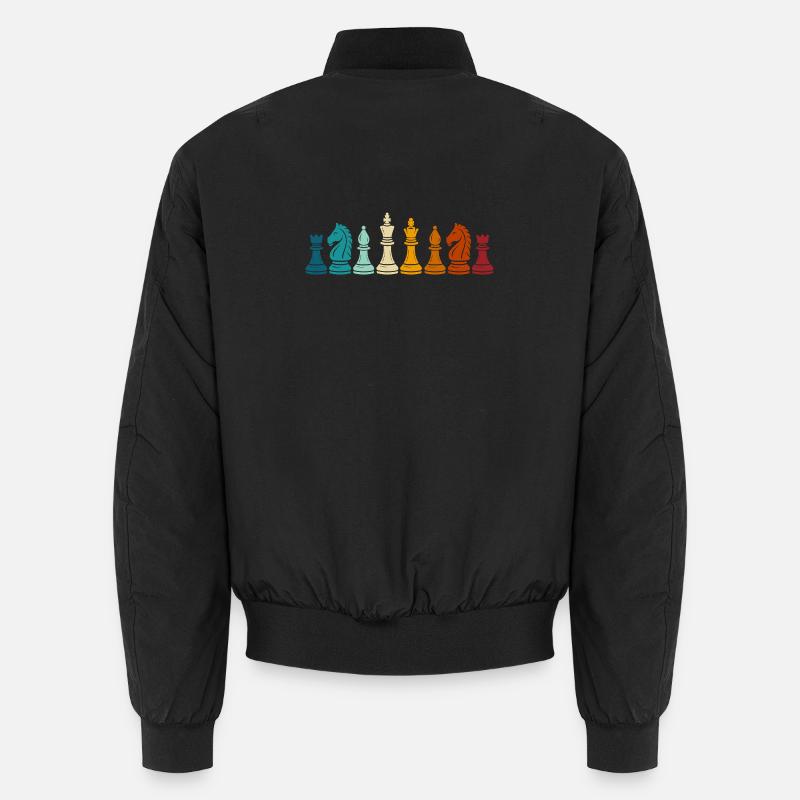 Rainbow Chess Game Pieces - Unisex Bomber Jacket - black