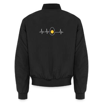 Hühner Fans -  Hahn - Gockel - Küken - Eigelb - Unisex Bomberjacke - Schwarz - Hinten - AI Model Male 185 light (185cm)