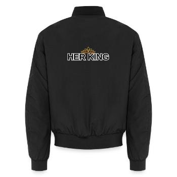 Ihr Königshemd passt zum Paar Königin - Unisex Bomberjacke - Schwarz - Hinten - AI Model Male 185 light (185cm)