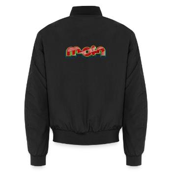 Hello - Unisex Bomber Jacket - black - Back - AI Model Male 185 light (185cm)