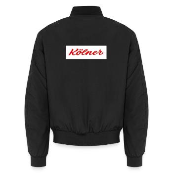 Kölner Roter Script-Logo Print - Unisex Bomberjacke - Schwarz - Hinten - AI Model Male 185 light (185cm)