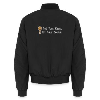 Not Your Keys Not Your Coins Crypto Cryptocurrency - Unisex Bomber Jacket - black - Back - AI Model Male 185 light (185cm)