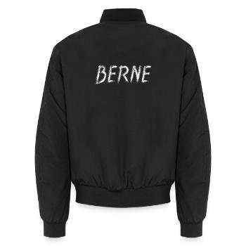 Bern Schweiz Grunge-Stil weißer Pinsel - Unisex Bomberjacke - Schwarz - Hinten - AI Model Male 185 light (185cm)